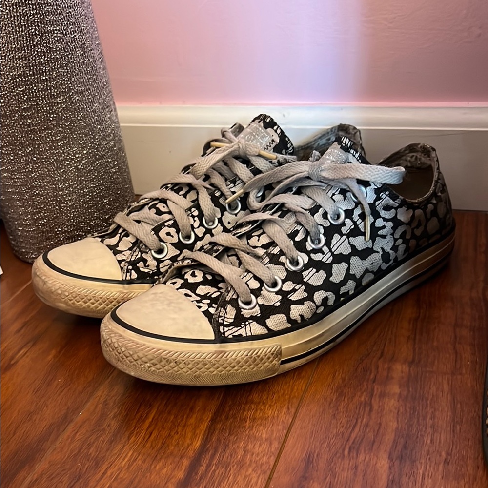 Converse Women's Black and White Cheetah Patterned Sneakers